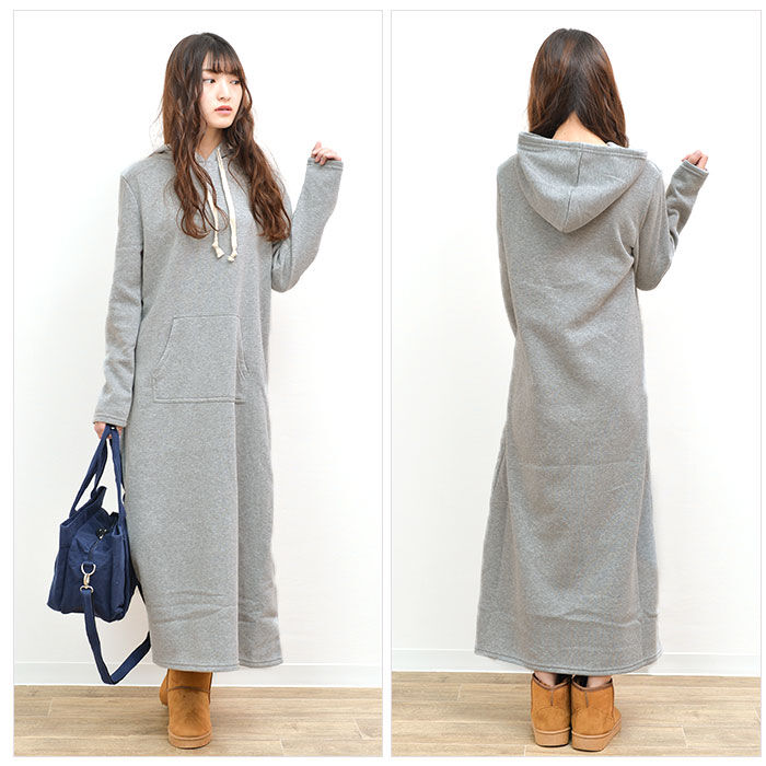 BACKYARD FAMILY「ルームウェア ワンピース 長袖 通販 スウェットワンピース ロング あったか 裏起毛」|ルームウェア|