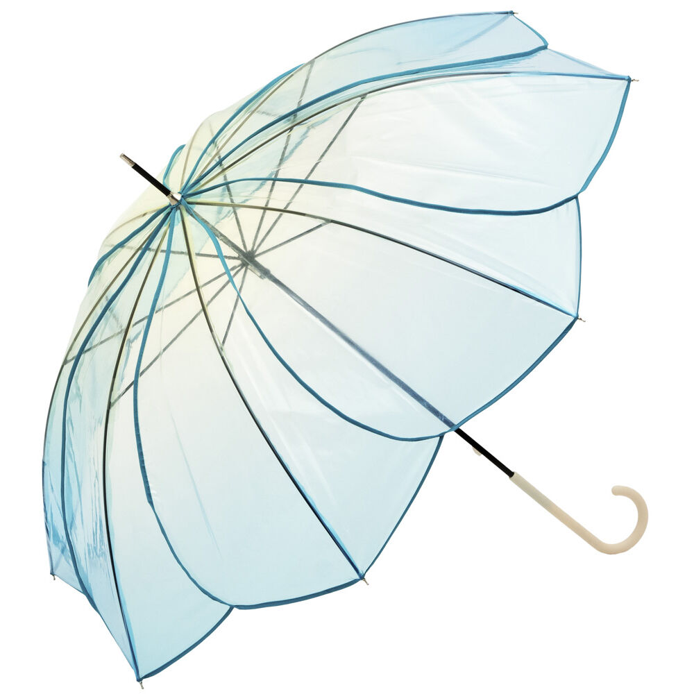 BACKYARD FAMILY「because ビコーズ ビニール傘 オシャレ 通販 雨傘 長傘 お花型 花びら クリアアンブレラ」|傘|グリーン1