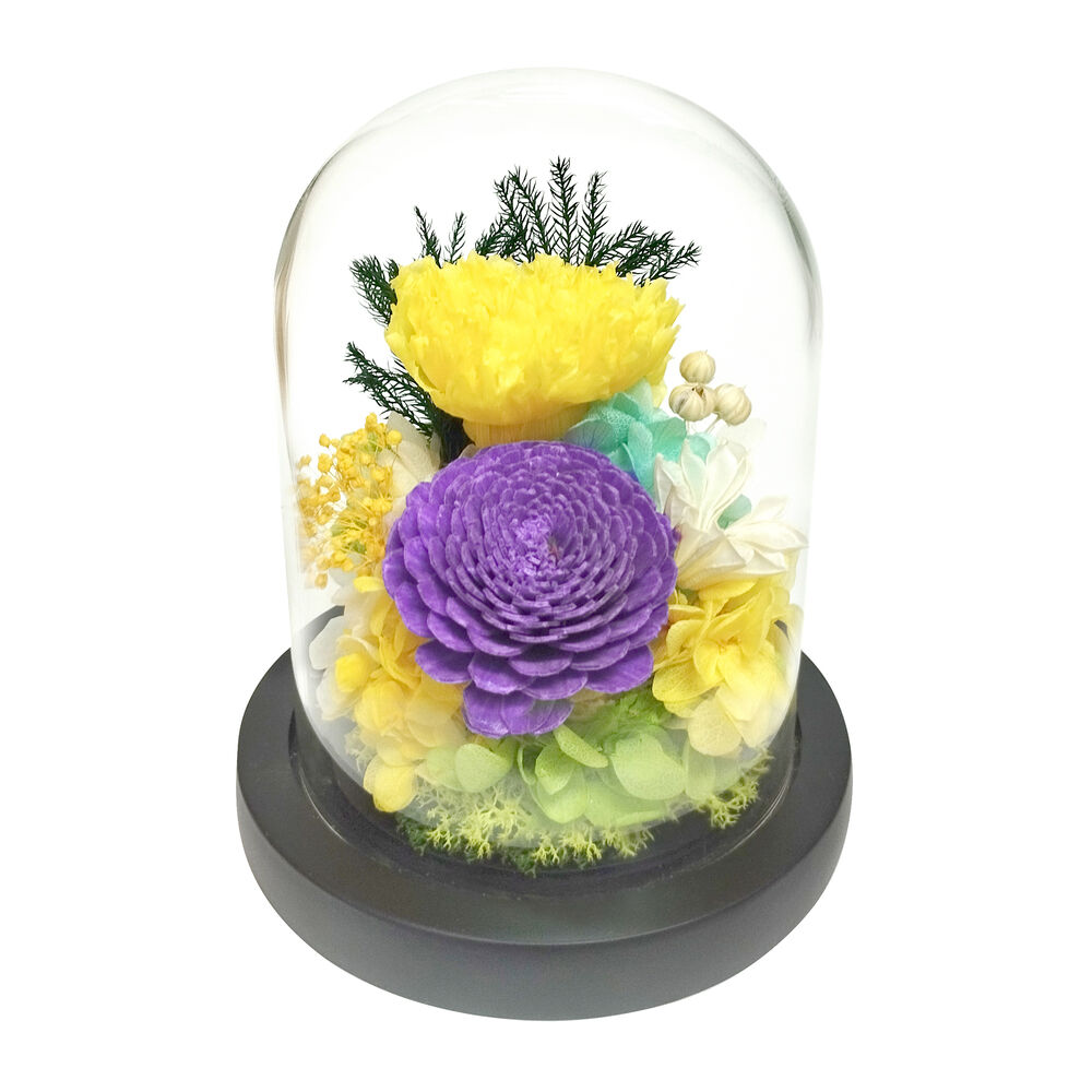 BACKYARD FAMILY「ガラスドーム インテリア アレンジメント L 通販 フラワーアレンジメント プリザーブドフラワー」|その他|イエロー1