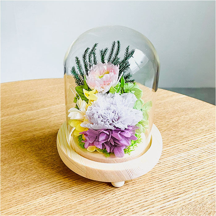 BACKYARD FAMILY「ガラスドーム インテリア アレンジメント L 通販 フラワーアレンジメント プリザーブドフラワー」|その他|