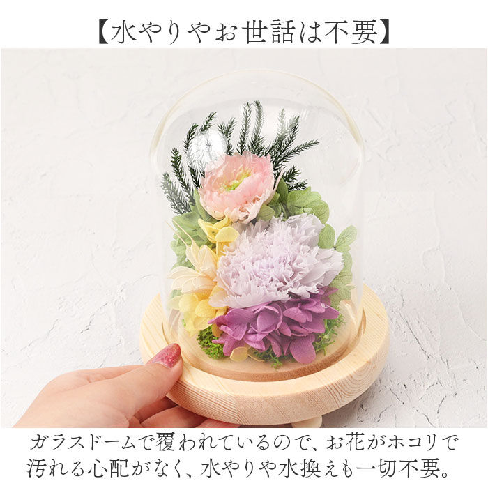 BACKYARD FAMILY「ガラスドーム インテリア アレンジメント L 通販 フラワーアレンジメント プリザーブドフラワー」|その他|