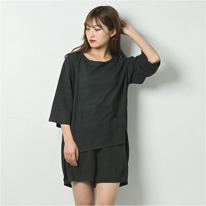 BACKYARD FAMILY「セットアップ ショートパンツ 通販 五分丈 トップス レディース 部屋着 普段着 ゆったり」|ルームウェア|