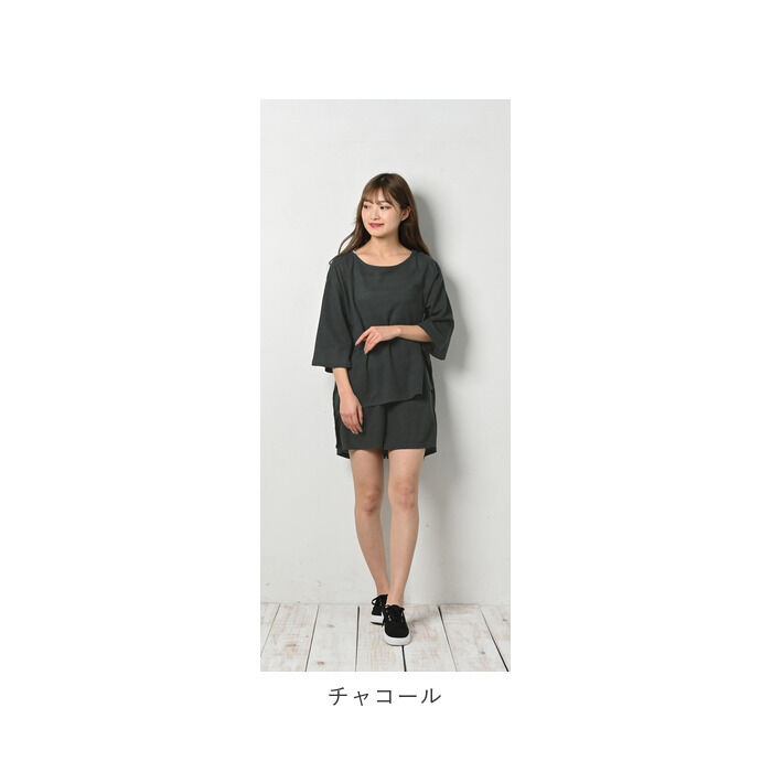 BACKYARD FAMILY「セットアップ ショートパンツ 通販 五分丈 トップス レディース 部屋着 普段着 ゆったり」|ルームウェア|