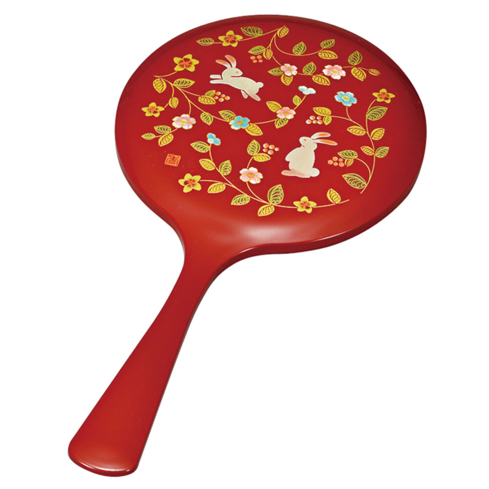 BACKYARD FAMILY「手鏡 ハンドミラー 山中塗 通販 鏡 手持ち 花の小路 おしゃれ かわいい かがみ カガミ 丸型」|その他|レッド1