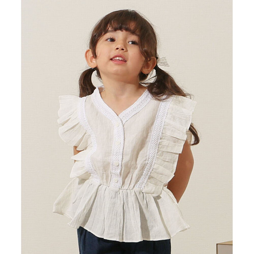 BACKYARD FAMILY「Rora ブラウス 襟なし 通販 ローラ レナ カットソー キッズ 子供 女の子 女子 こども」|その他|ホワイト1
