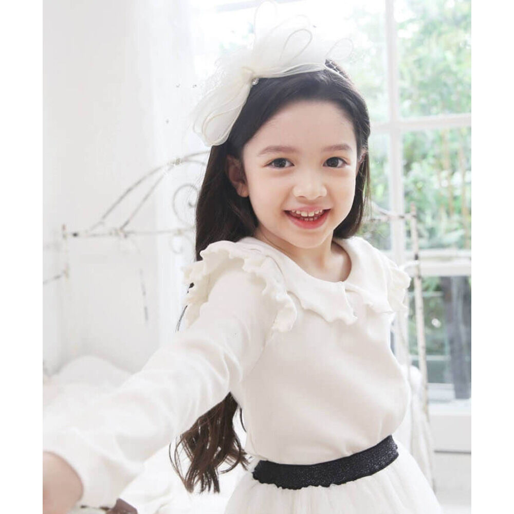 BACKYARD FAMILY「襟付き カットソー 長袖 キッズ 通販 トップス Tシャツ 女の子 襟あり フリル 子供 こども」|その他|ホワイト1