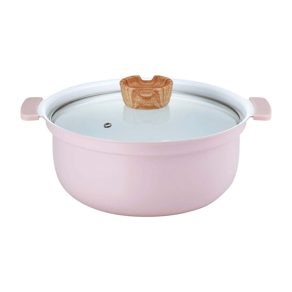 BACKYARD FAMILY「コロント 卓上鍋 24cm 通販 おしゃれ なべ 鍋 深型卓上鍋 グリル鍋 セラミックコーティング」|食器・キッチングッズ|ピンク1