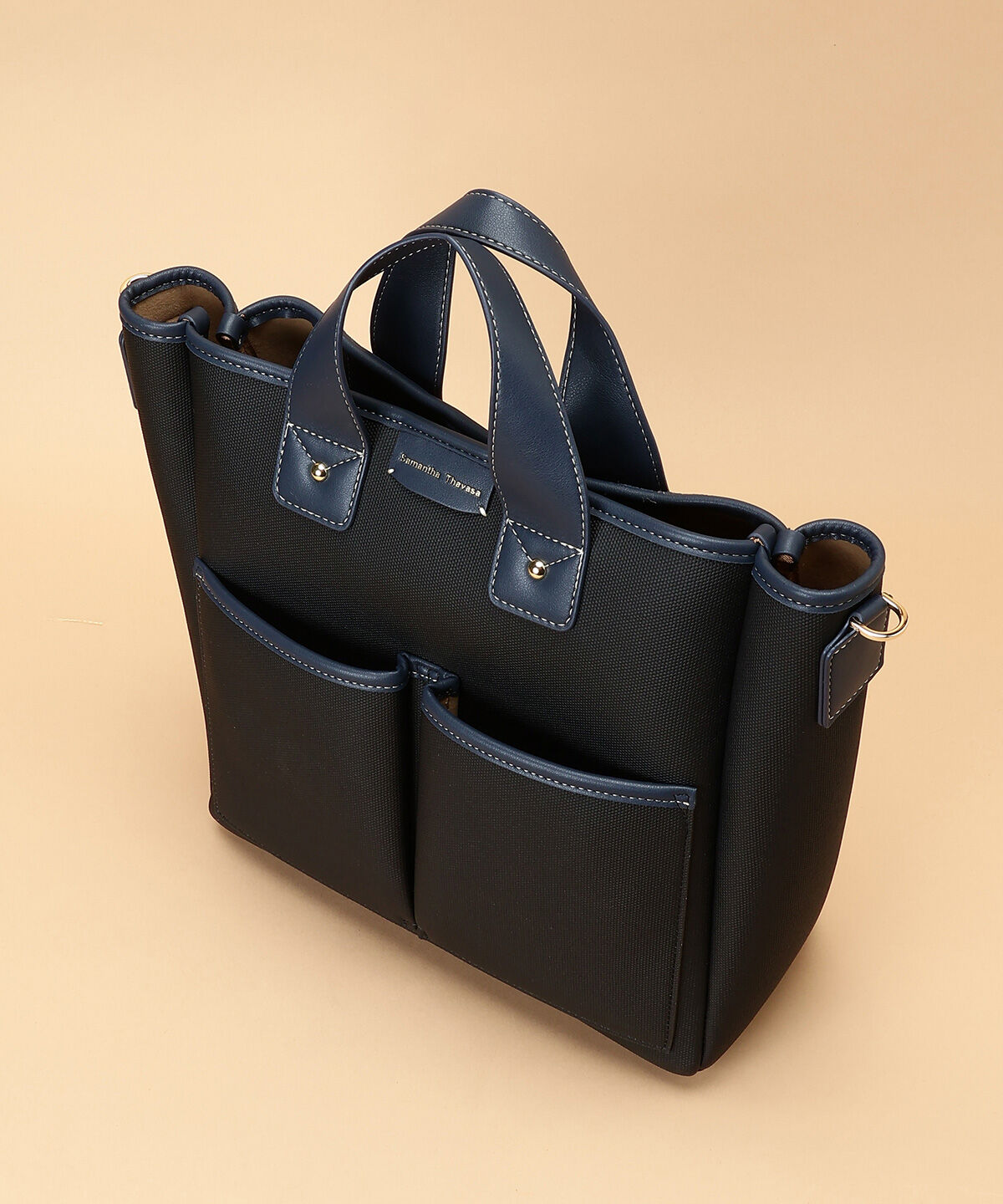 Samantha Thavasa「キャンバスデザイン 合皮スクエアトートバッグ 大サイズ」|トートバッグ|