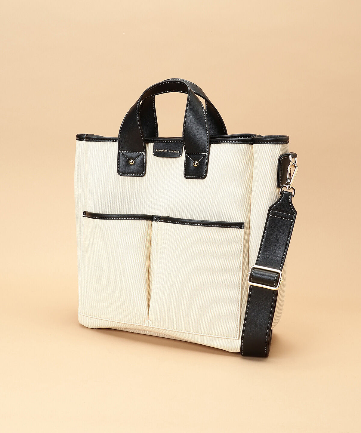 Samantha Thavasa「キャンバスデザイン 合皮スクエアトートバッグ 大サイズ」|トートバッグ|