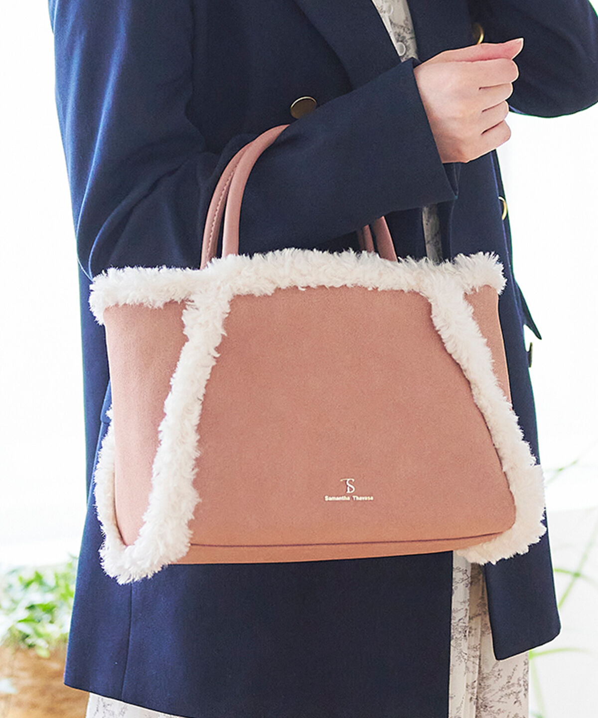 Samantha Thavasa「スウェード調ボアハンドバッグ」|ハンドバッグ|ﾋﾟﾝｸﾍﾞｰｼﾞｭ