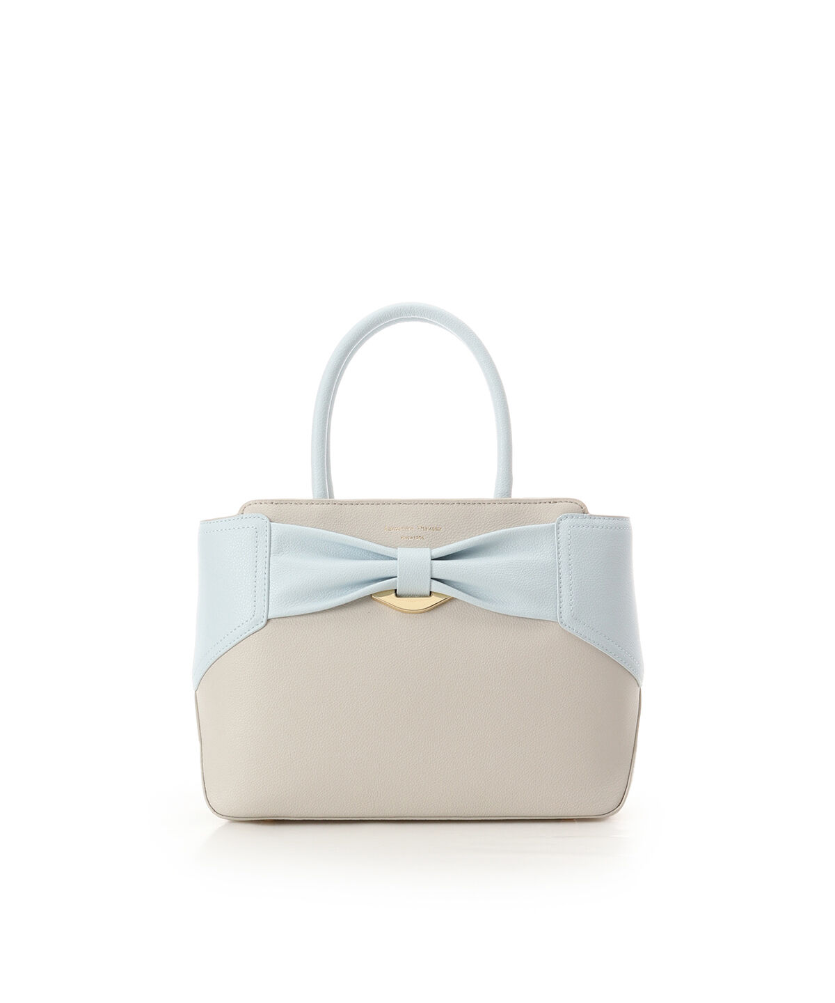 Samantha Thavasa「バイカラーリボンモチーフ スプリットレザーハンドバッグ」|ハンドバッグ|ライトブルー