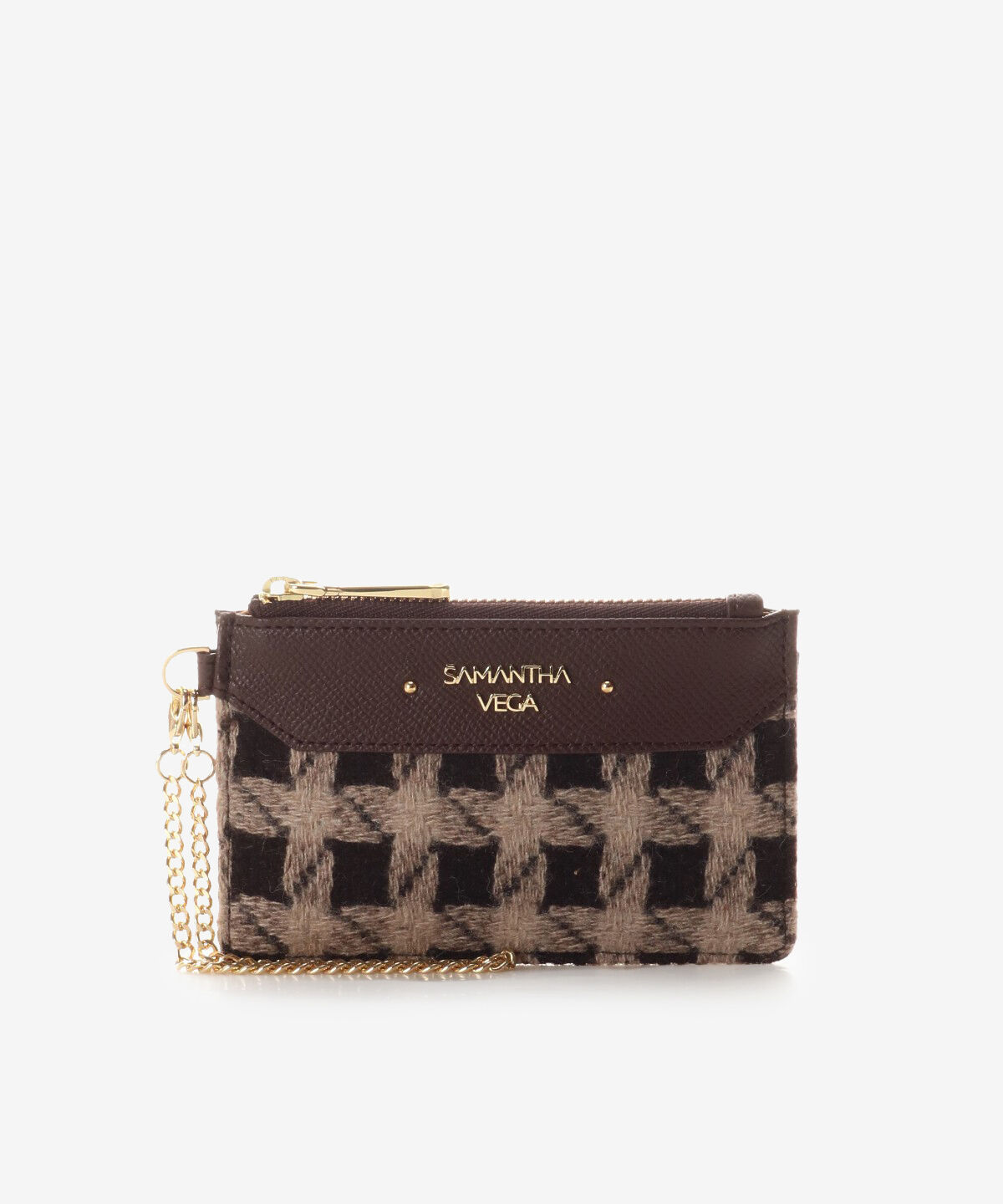 Samantha Vega「チェックラインマルチケース」|コインケース|キャメル