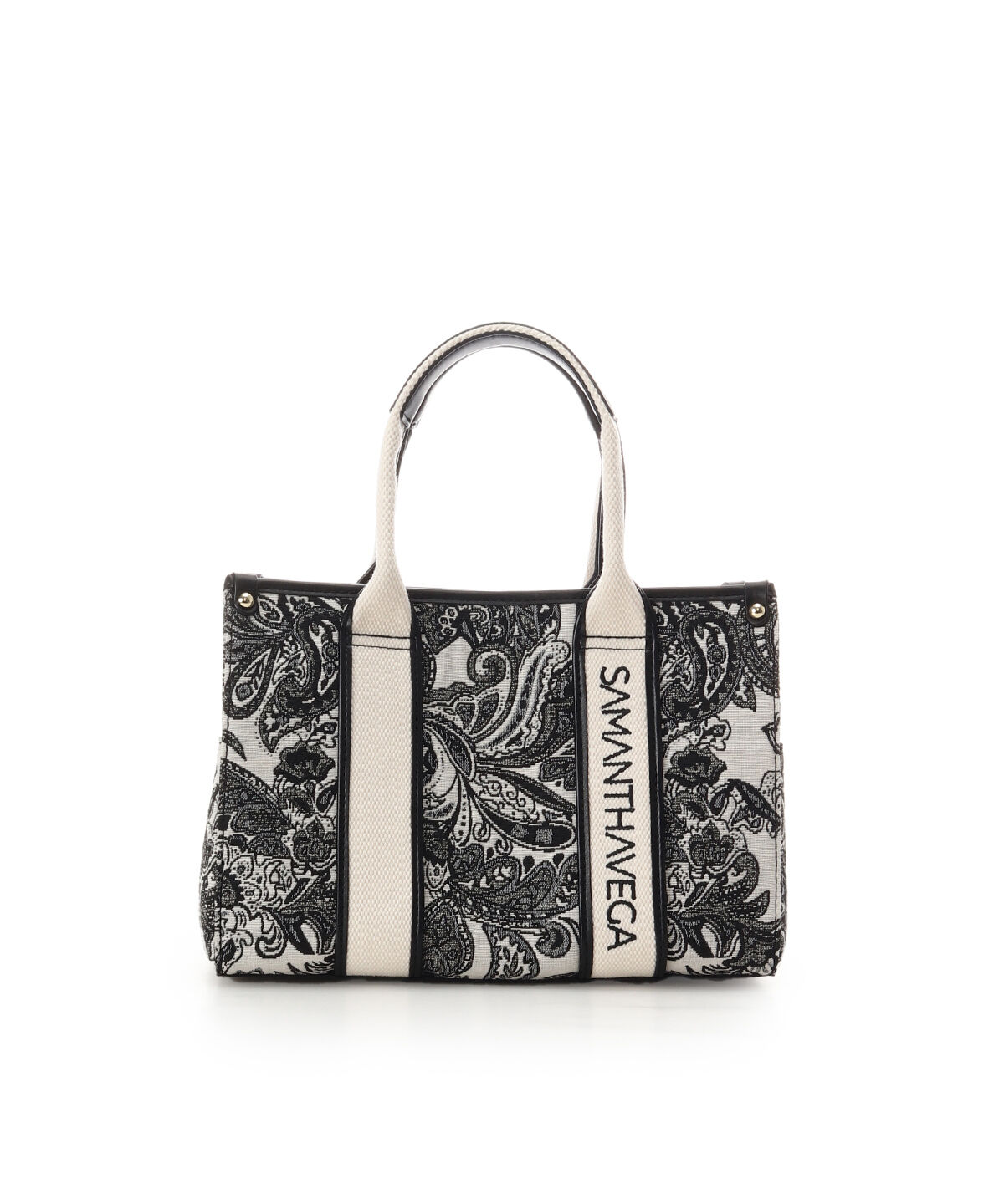 Samantha Vega「ロゴテープジャガード調トートバッグ（小）」|ハンドバッグ|ブラック