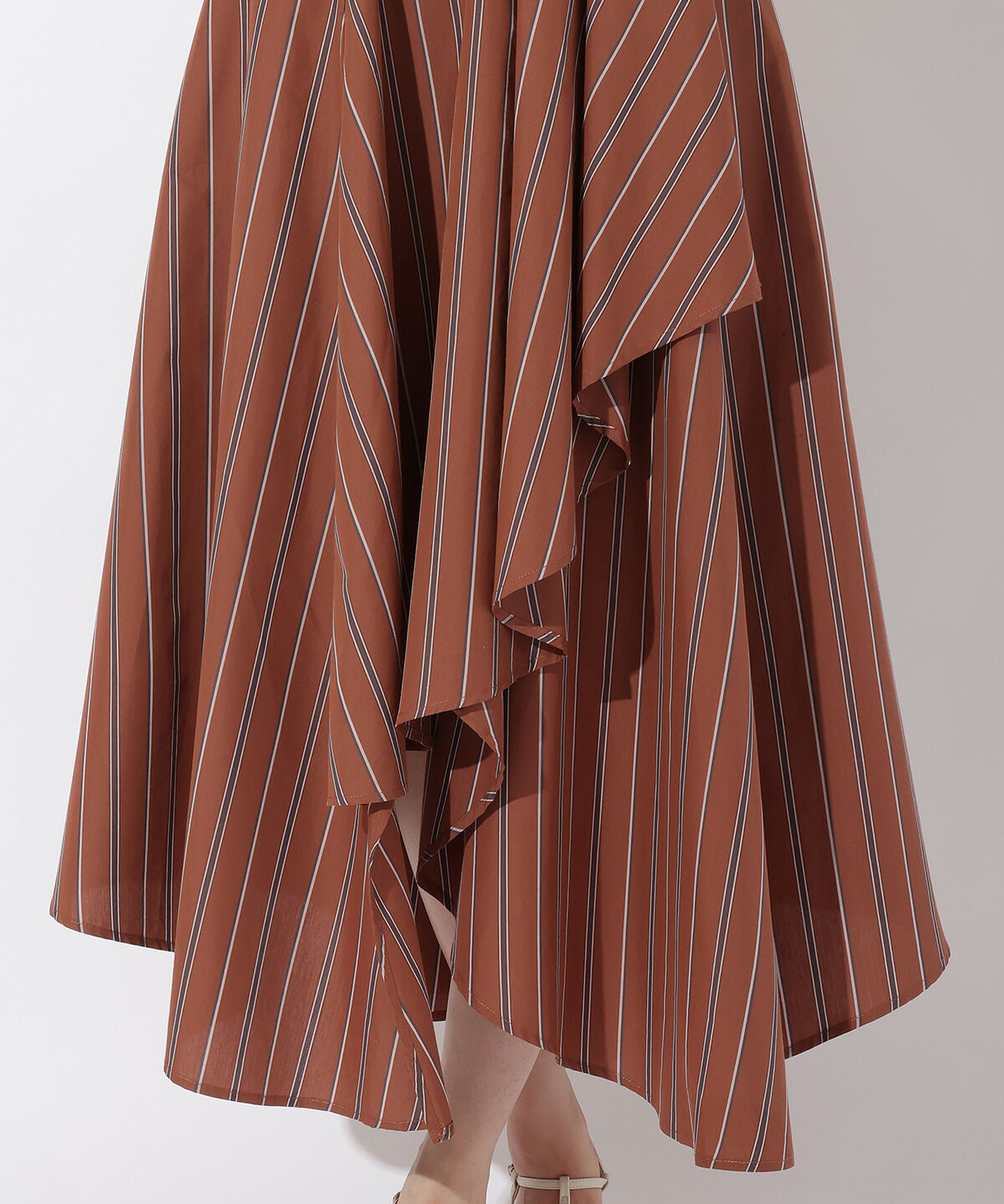 アンドクチュール「ストライプアシメラッフルスカート」|フレア|