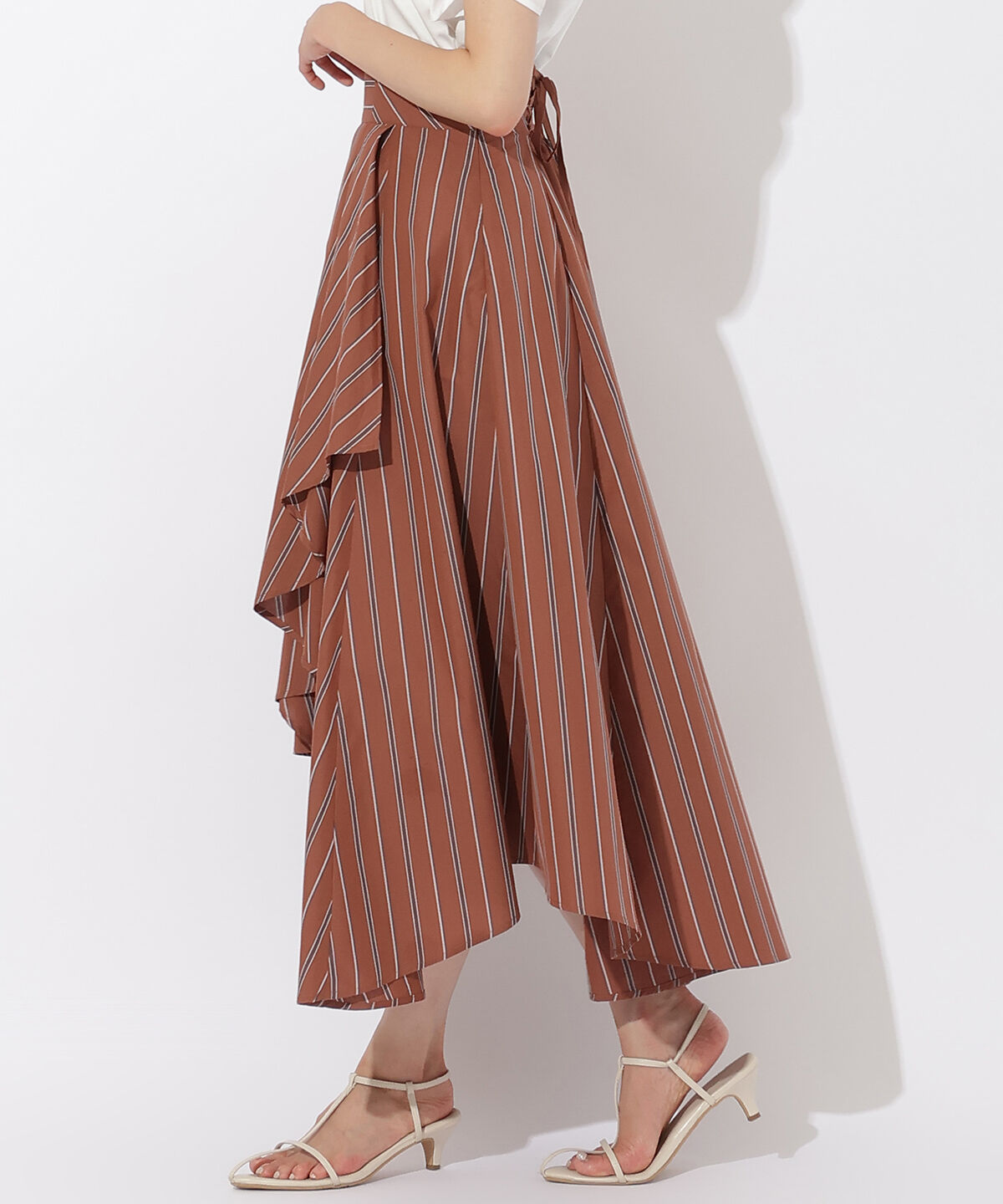 アンドクチュール「ストライプアシメラッフルスカート」|フレア|