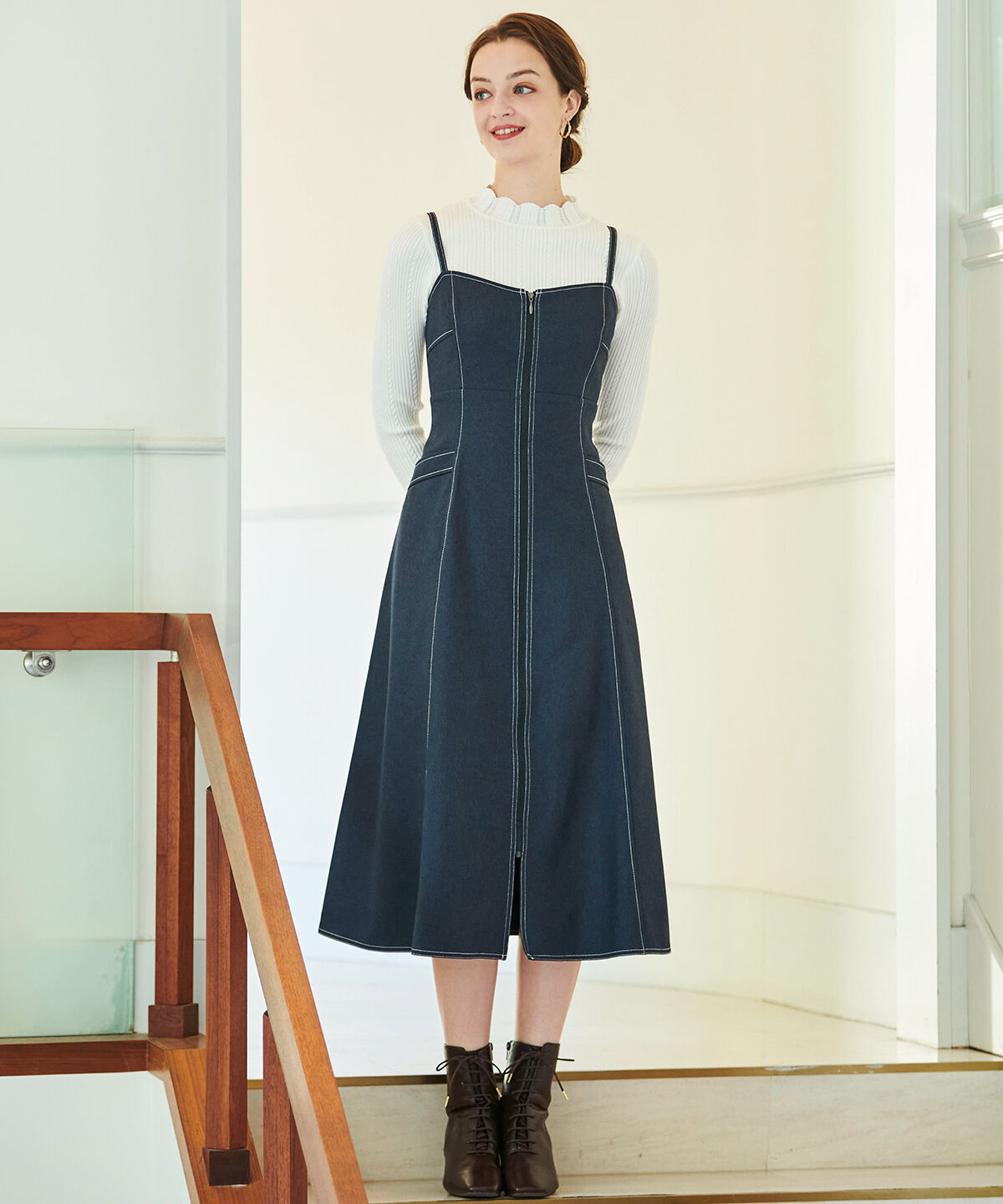 アンドクチュール「スカラネックプルオーバー＋ジップジャンスカ」|ワンピース|