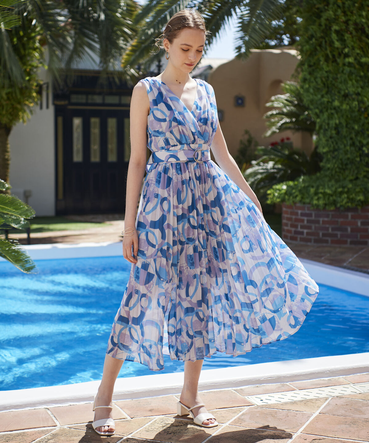 アンドクチュール「ジオメトリックカシュクールワンピース」|ワンピース|