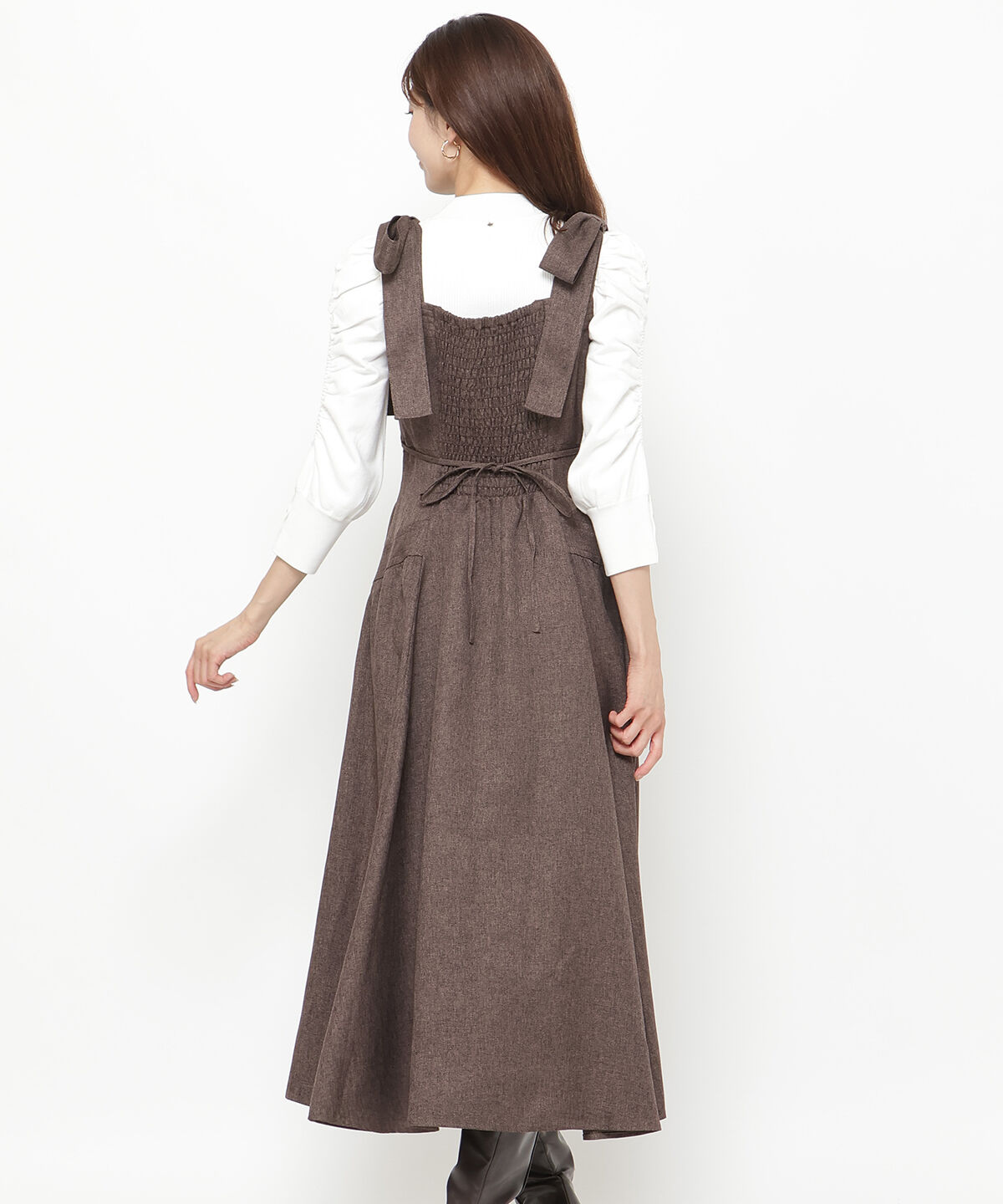 アンドクチュール「ツイードショルダーリボンジャンスカ」|ジャンパースカート|