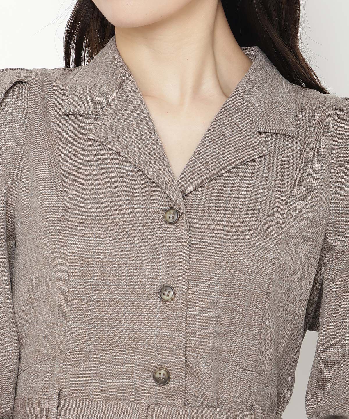 アンドクチュール「パワショルテーラーカラー長袖ワンピース」|ワンピース|