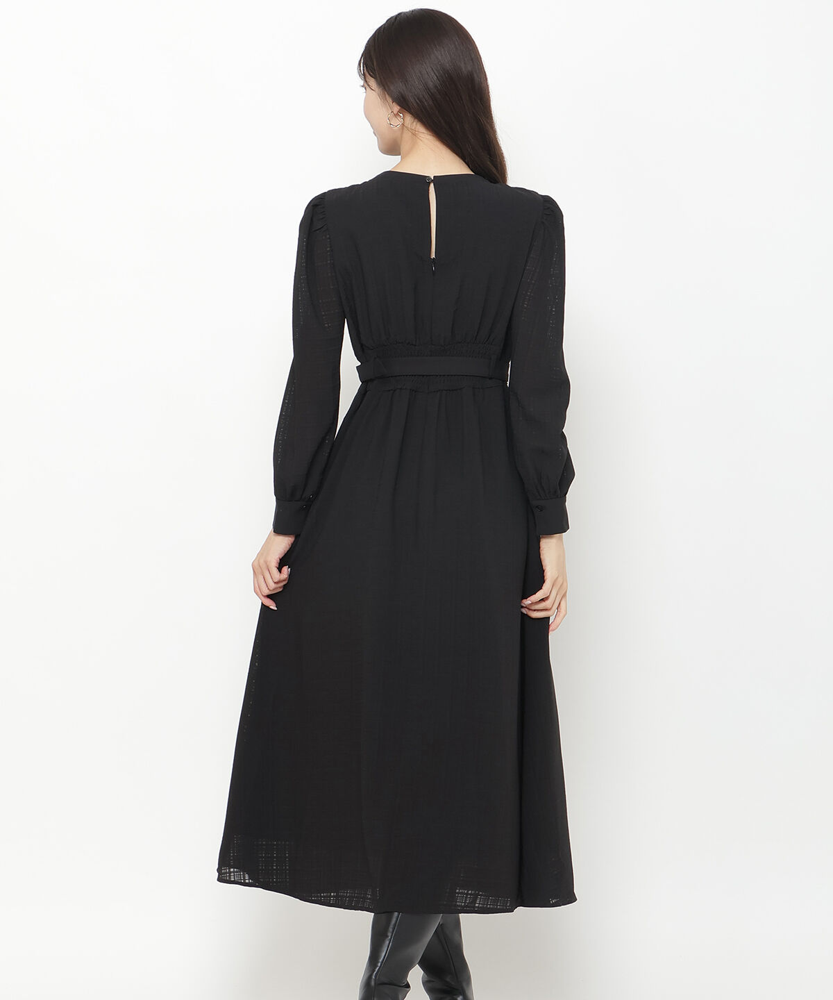 アンドクチュール「シアーチェックサテントリミングワンピース」|ワンピース|