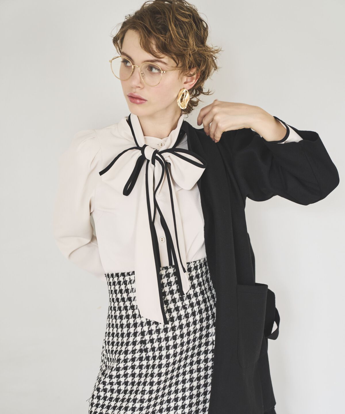 アンドクチュール「配色パイピングブラウス」|シャツ・ブラウス|ﾗｲﾄﾍﾞｰｼﾞｭ