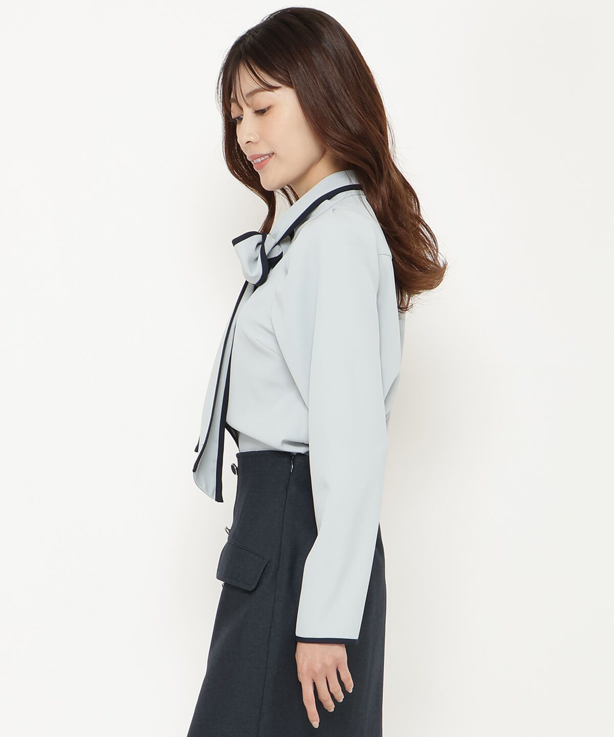 アンドクチュール「配色パイピングブラウス」|シャツ・ブラウス|