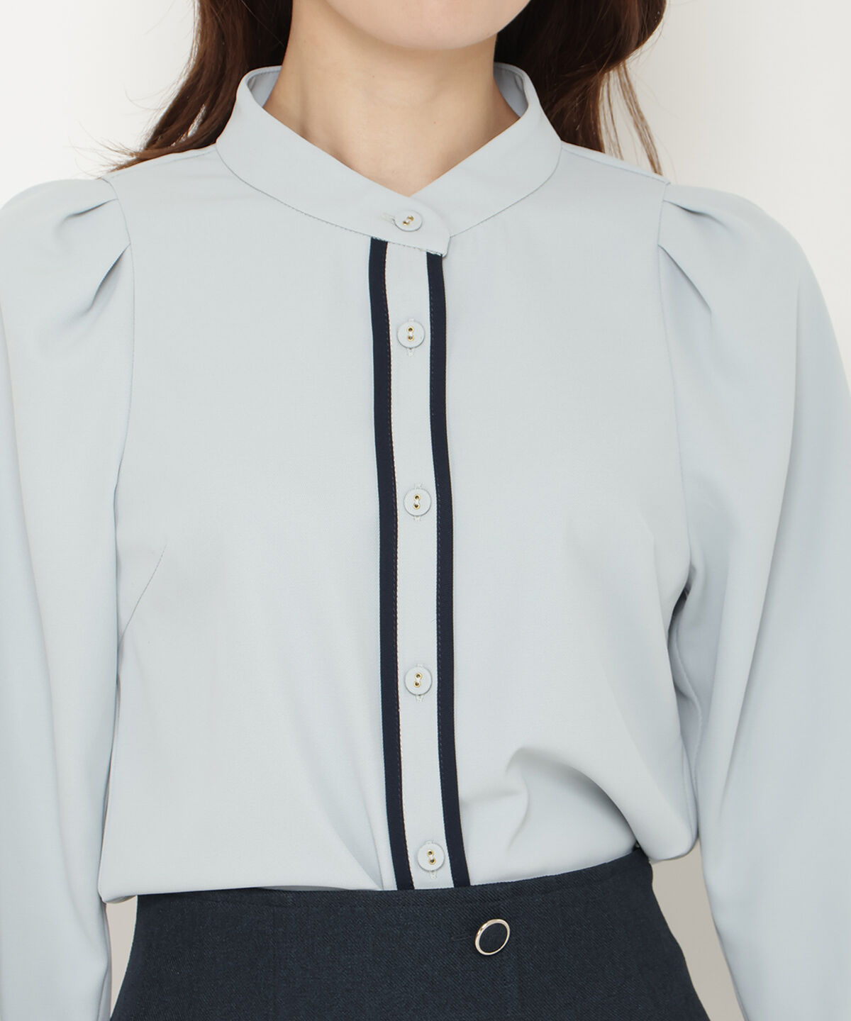 アンドクチュール「配色パイピングブラウス」|シャツ・ブラウス|