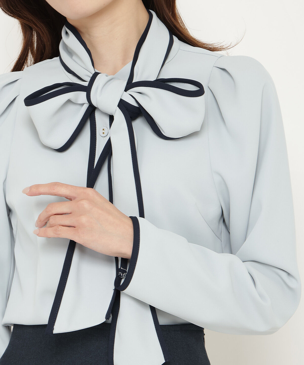 アンドクチュール「配色パイピングブラウス」|シャツ・ブラウス|