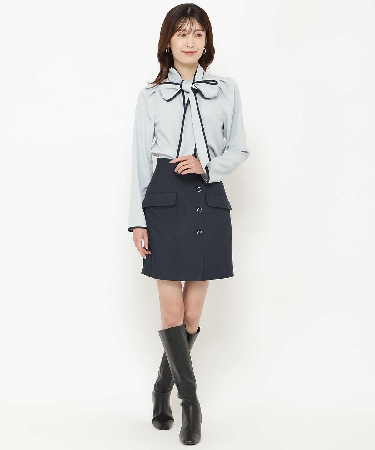 アンドクチュール「配色パイピングブラウス」|シャツ・ブラウス|