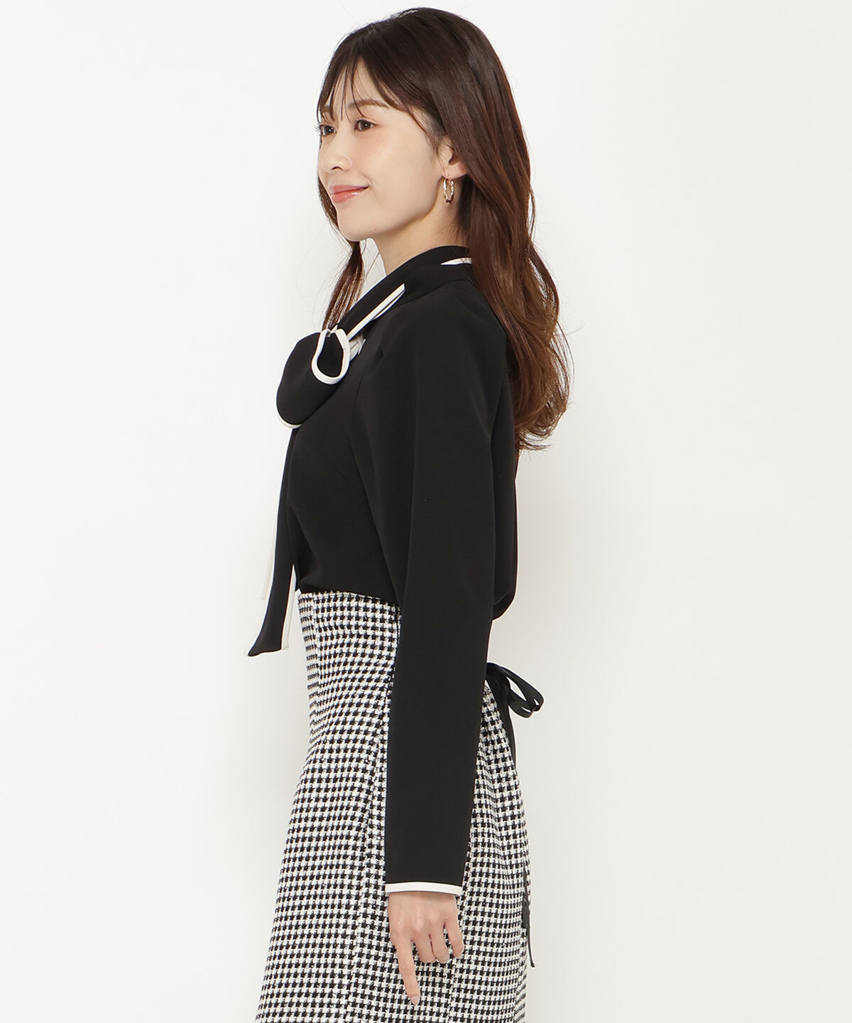 アンドクチュール「配色パイピングブラウス」|シャツ・ブラウス|