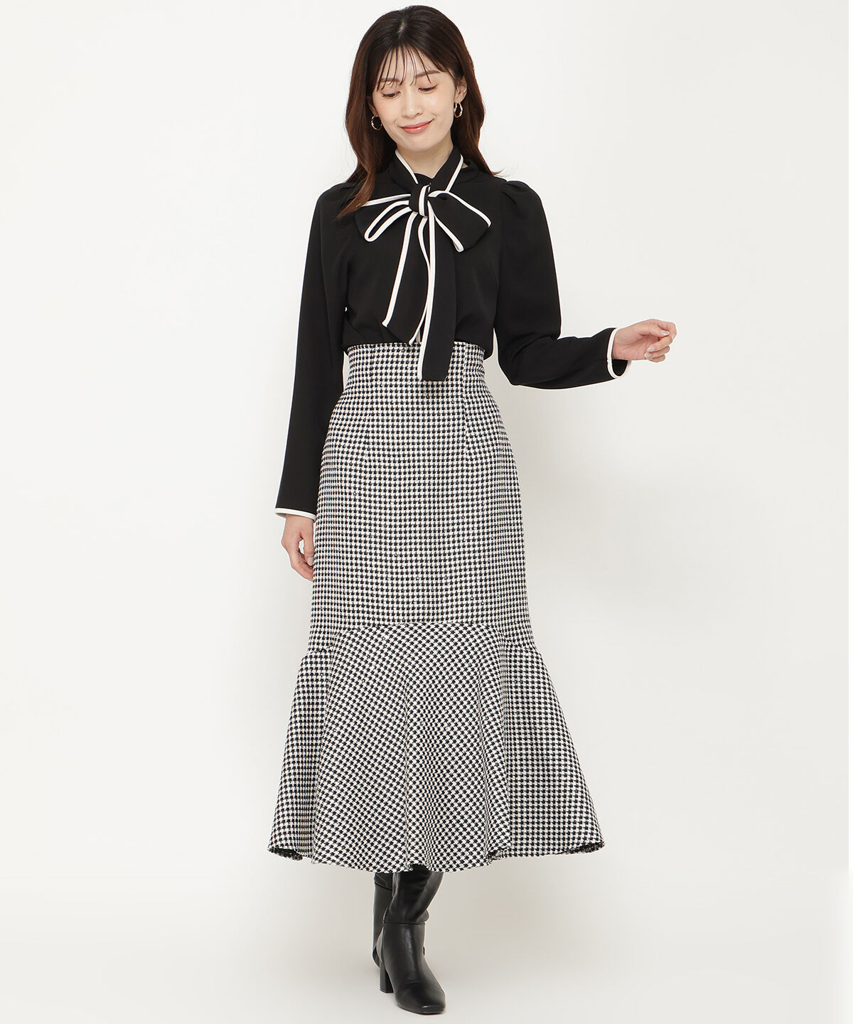 アンドクチュール「配色パイピングブラウス」|シャツ・ブラウス|