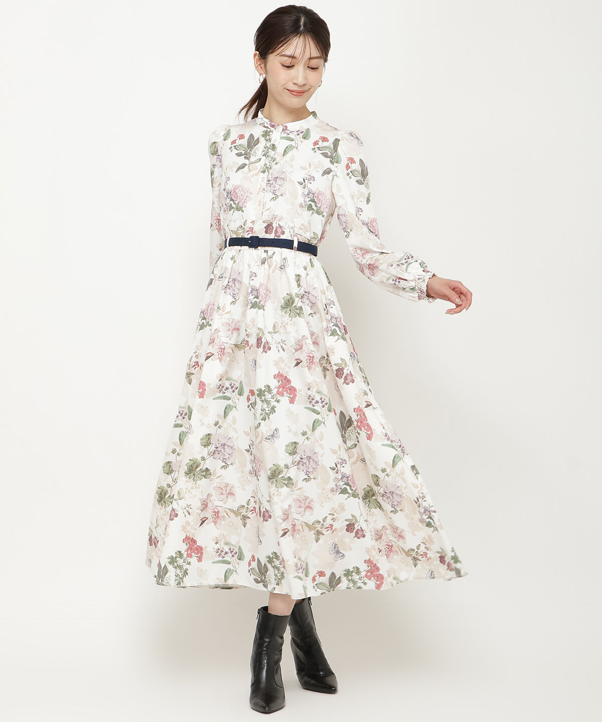 アンドクチュール「フラワーガーデンプリントワンピース」|ワンピース|