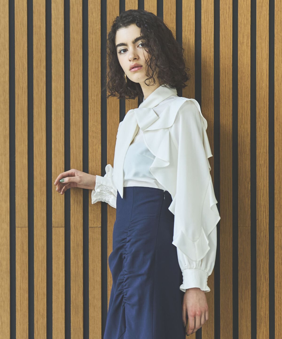 アンドクチュール「ラッフルスリーブボウタイブラウス」|シャツ・ブラウス|