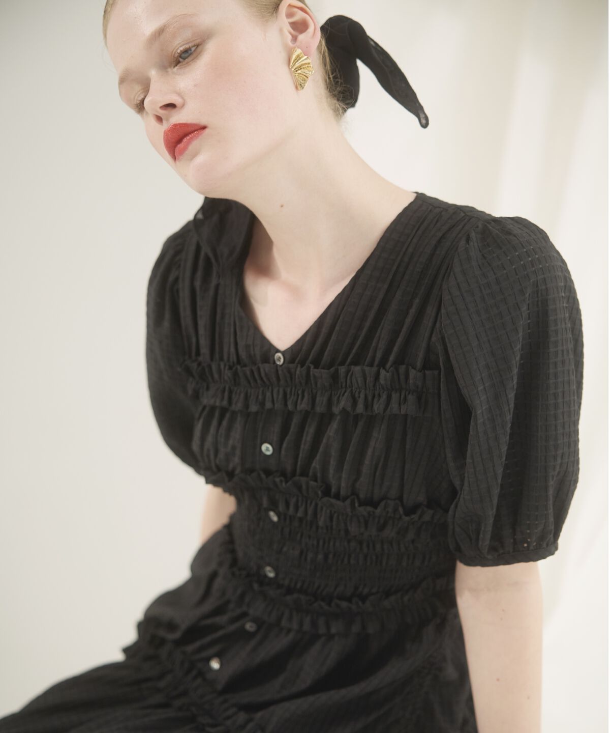 アンドクチュール「シャーリングビスチェワンピース」|ワンピース|