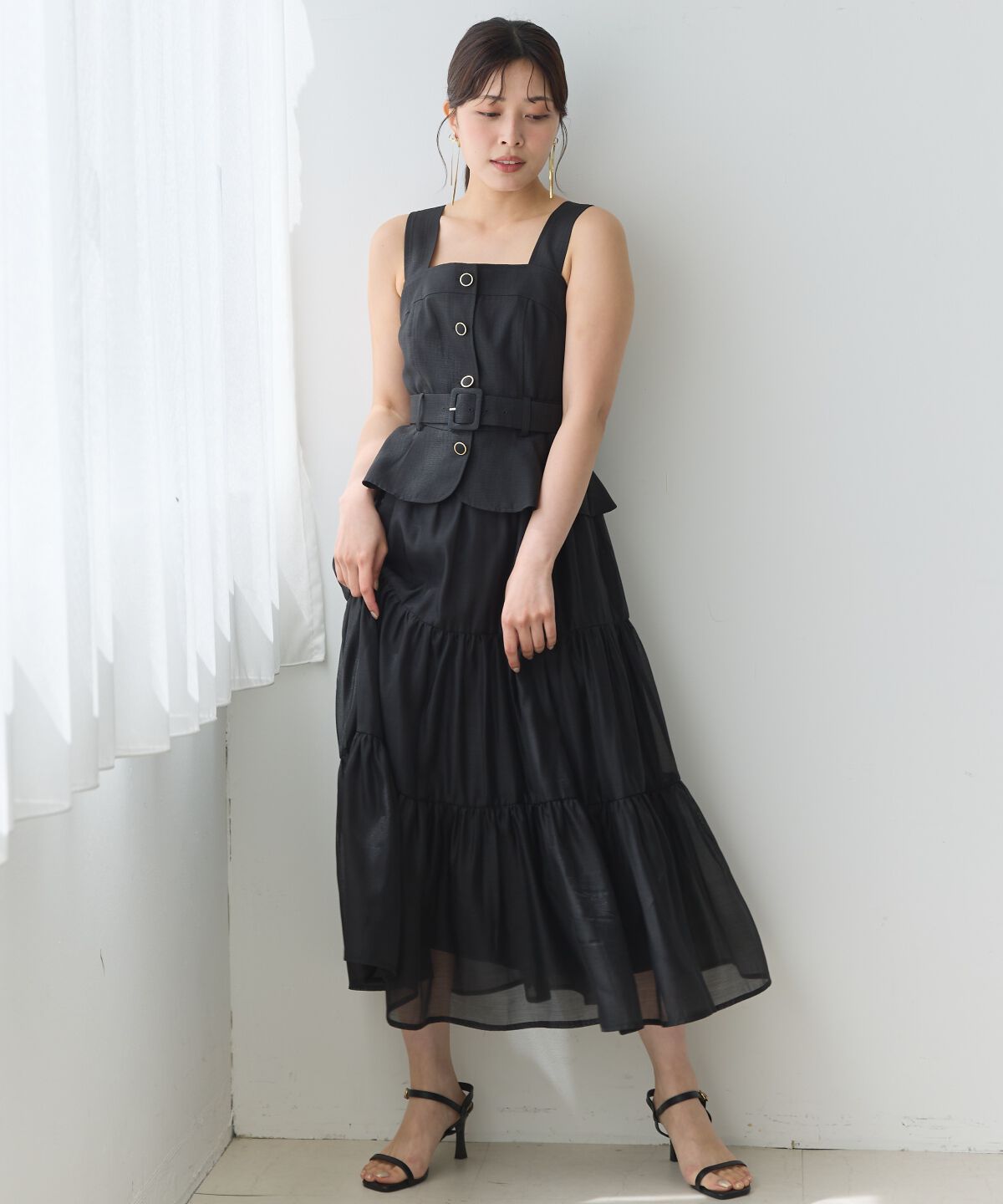 アンドクチュール「ビスチェドッキングワンピース」|ジャンパースカート|ブラック