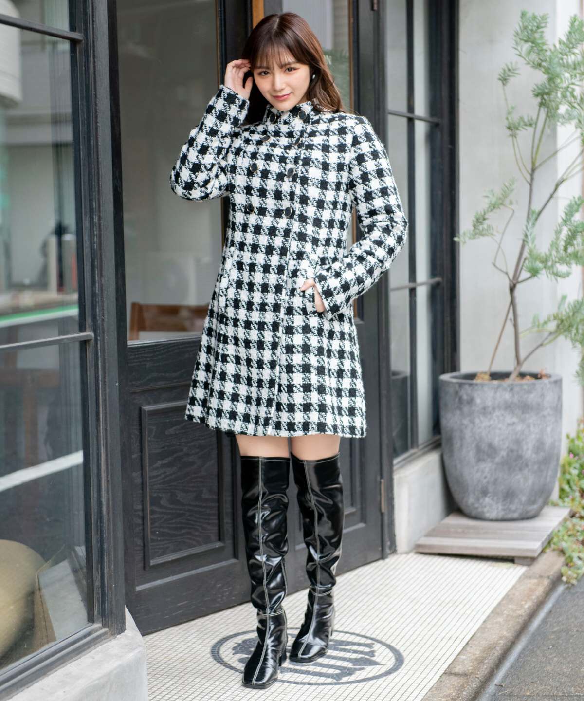 REDYAZEL「ファンシーツイードダブルボタンコート」|その他|