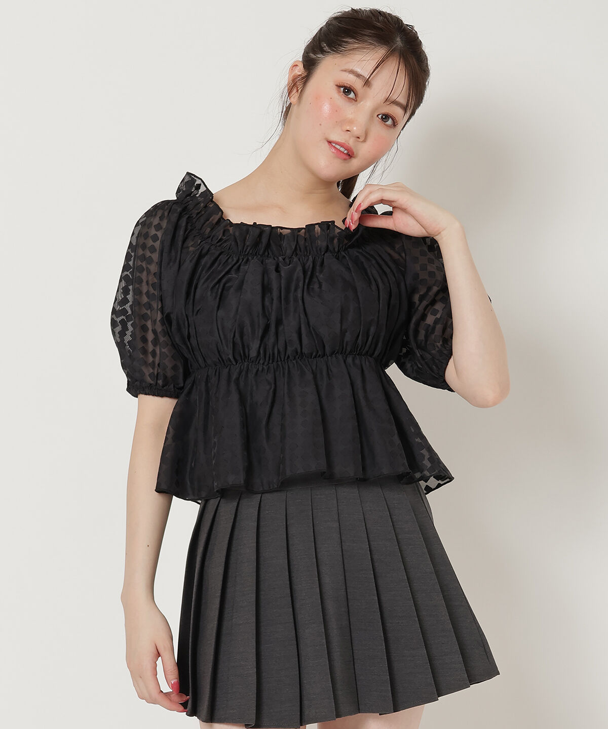 REDYAZEL「シアーギャザートップス」|シャツ・ブラウス|