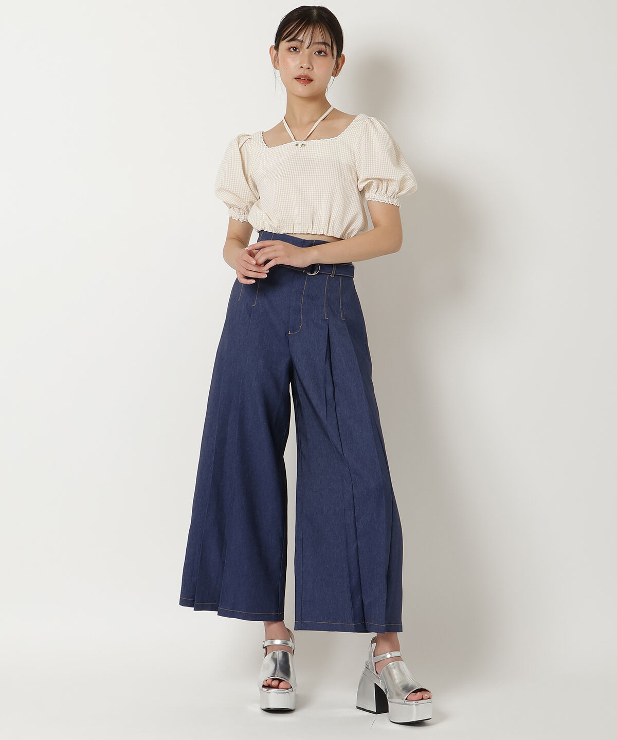 REDYAZEL「ギンガムチェックパフスリーブブラウス」|シャツ・ブラウス|