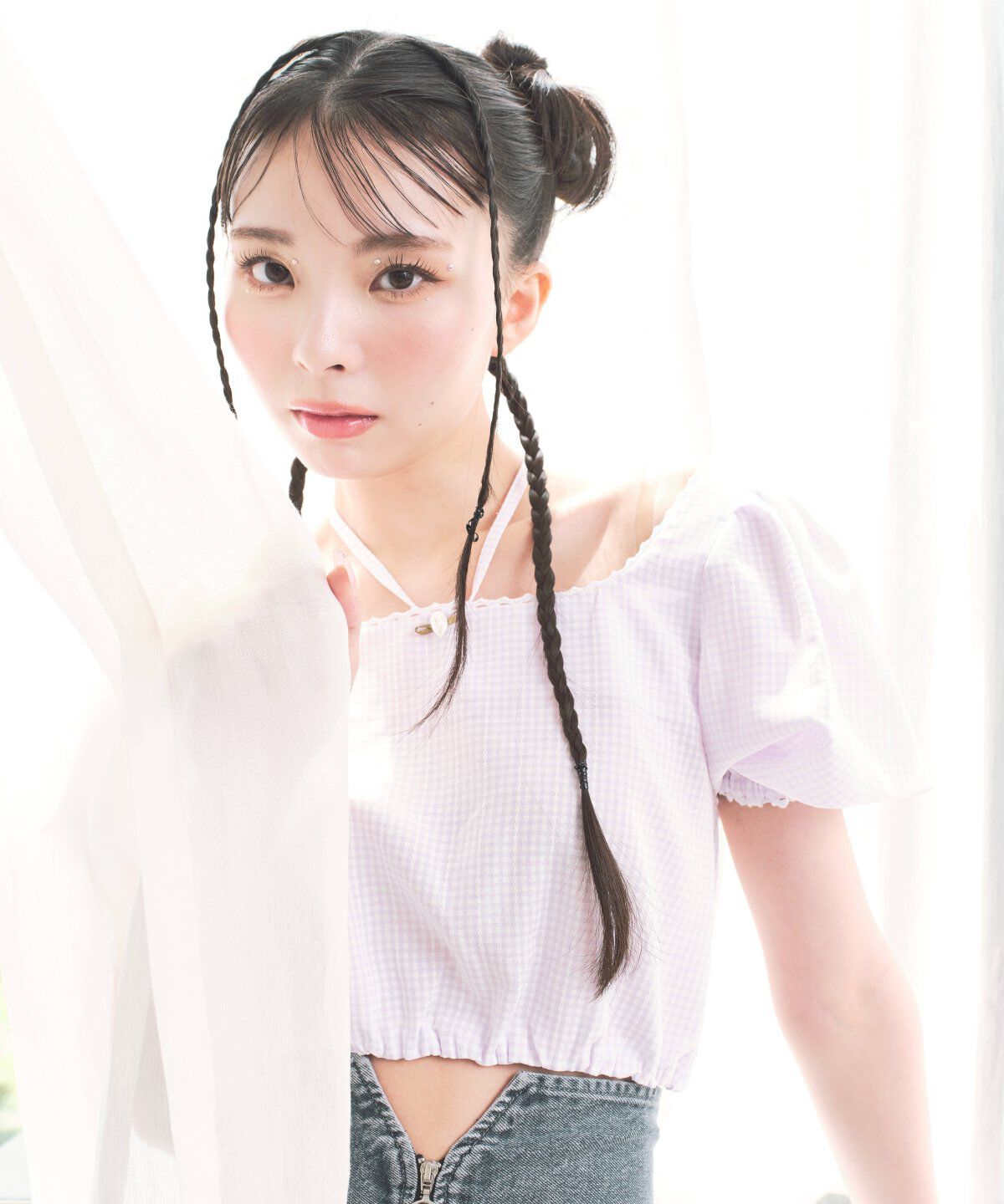 REDYAZEL「ギンガムチェックパフスリーブブラウス」|シャツ・ブラウス|