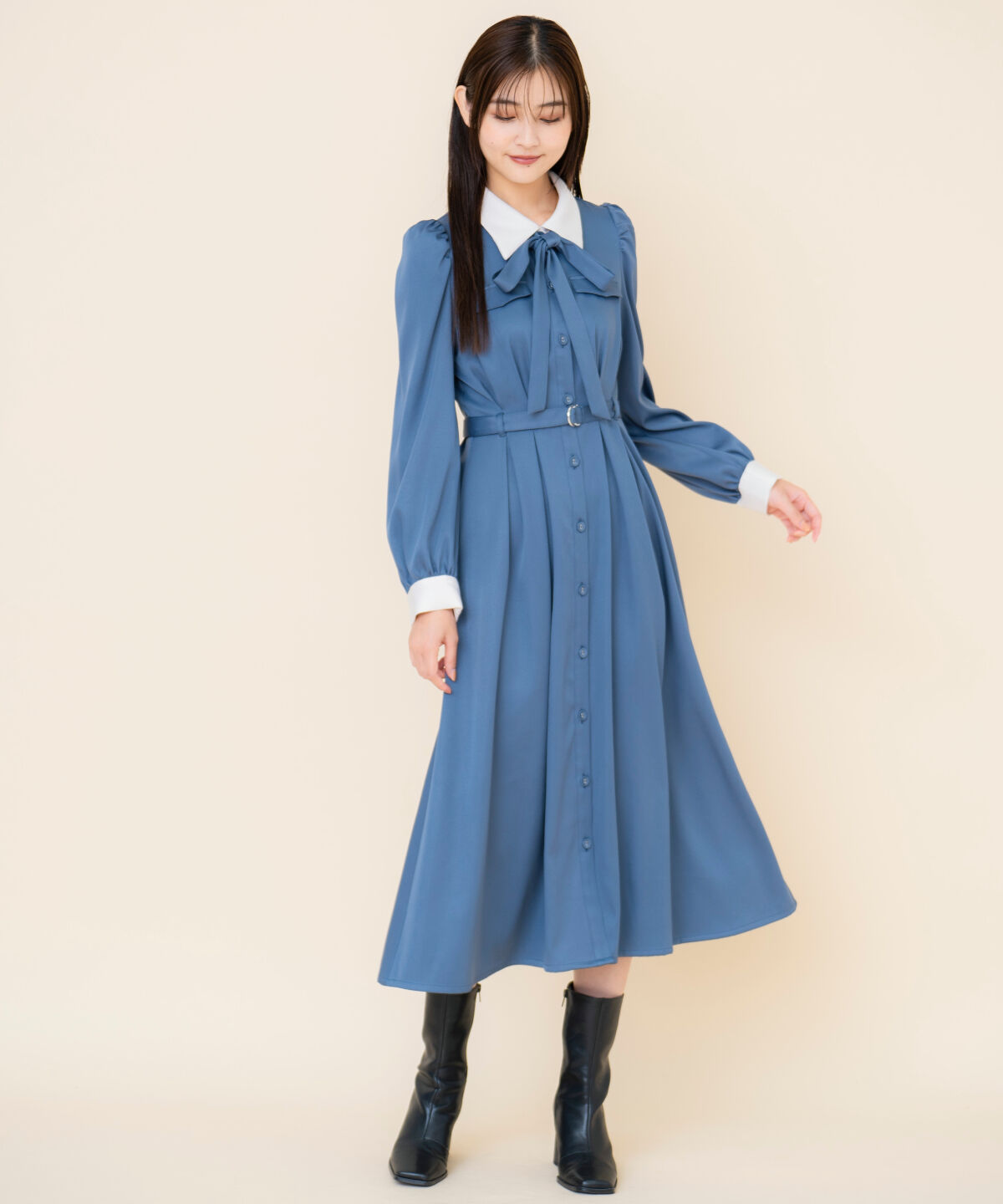 REDYAZEL「リボンタイパフスリーブワンピース」|ワンピース|