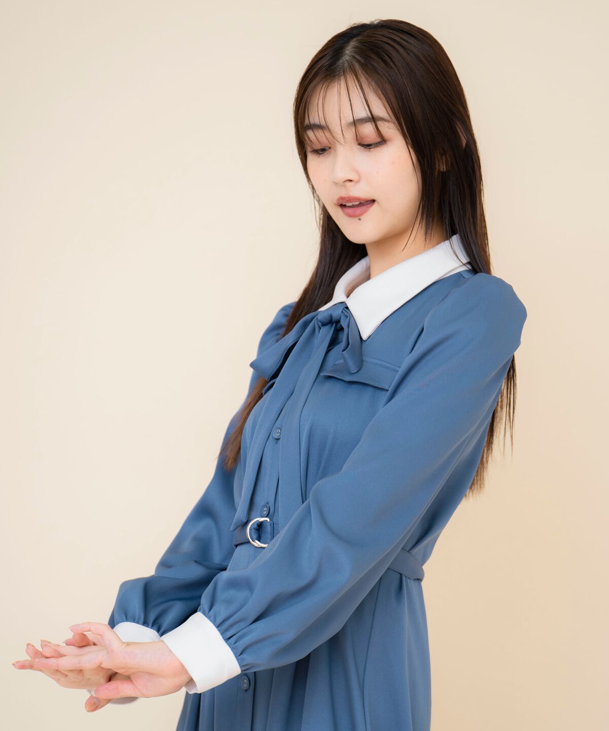 REDYAZEL「リボンタイパフスリーブワンピース」|ワンピース|