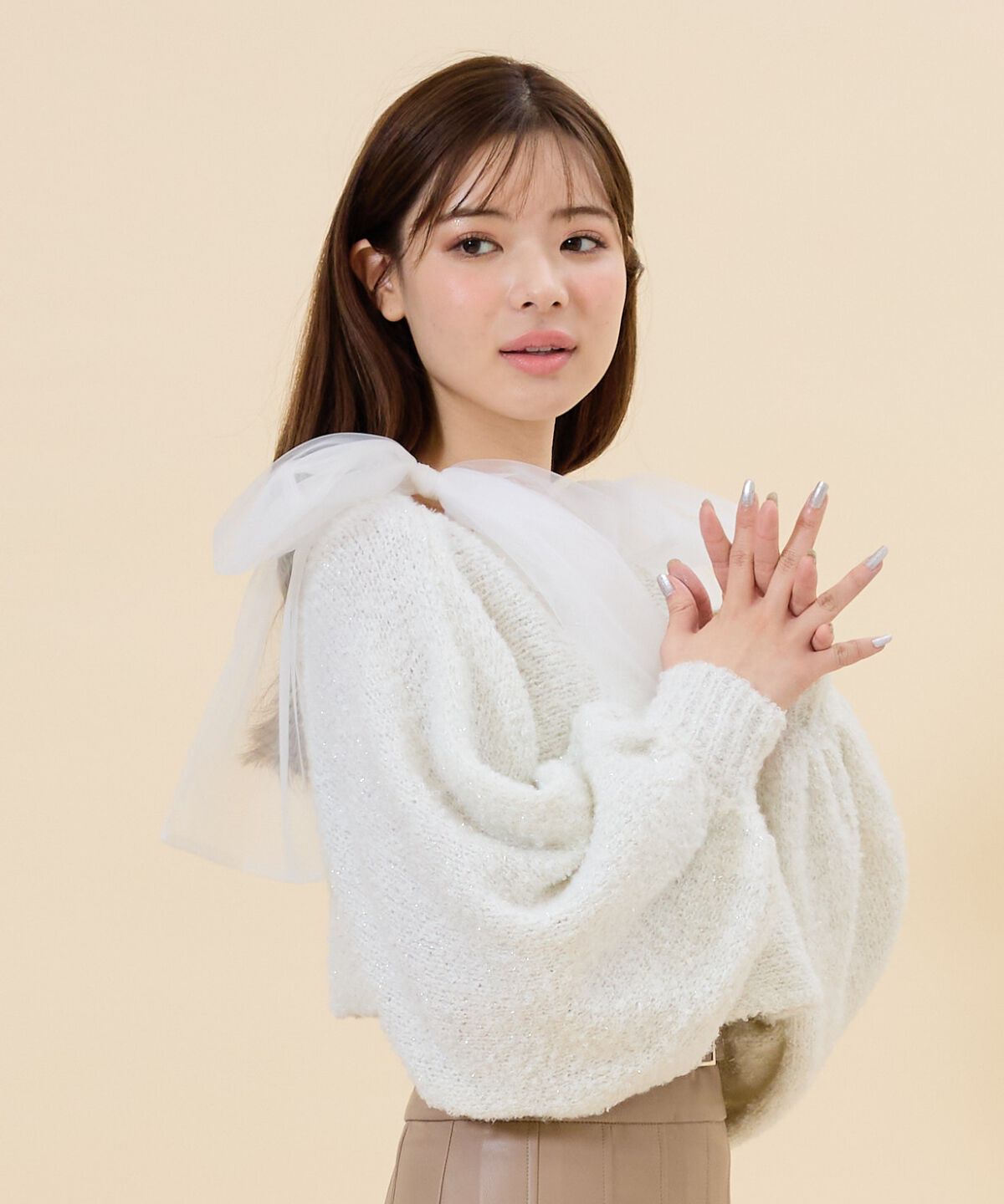 REDYAZEL「チュールリボンラメニットトップス」|ニット・セーター|