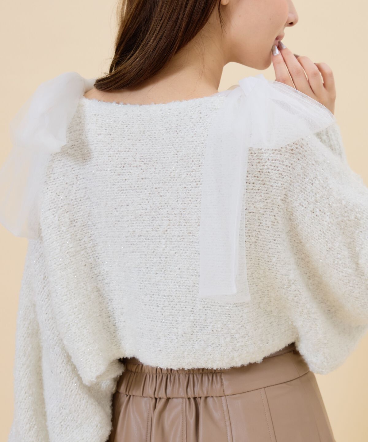 REDYAZEL「チュールリボンラメニットトップス」|ニット・セーター|
