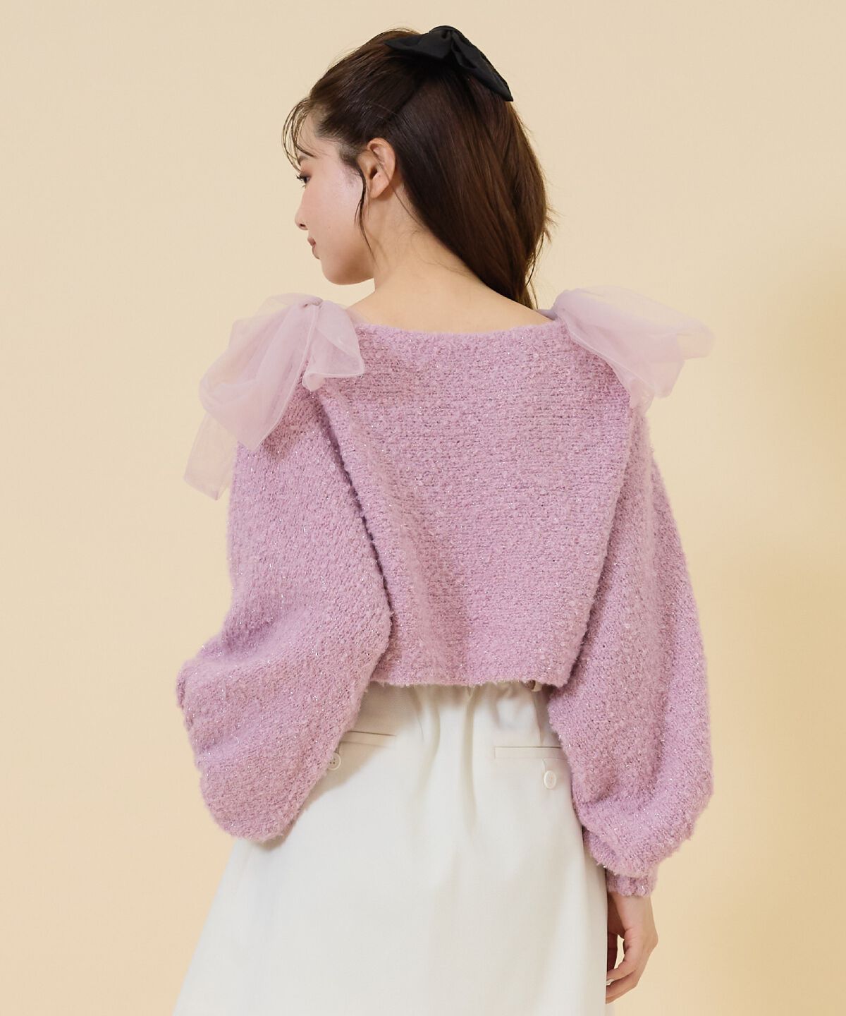 REDYAZEL「チュールリボンラメニットトップス」|ニット・セーター|