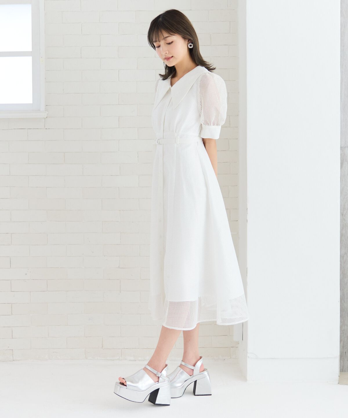 REDYAZEL「ビッグカラースクエアレースワンピース」|ワンピース|