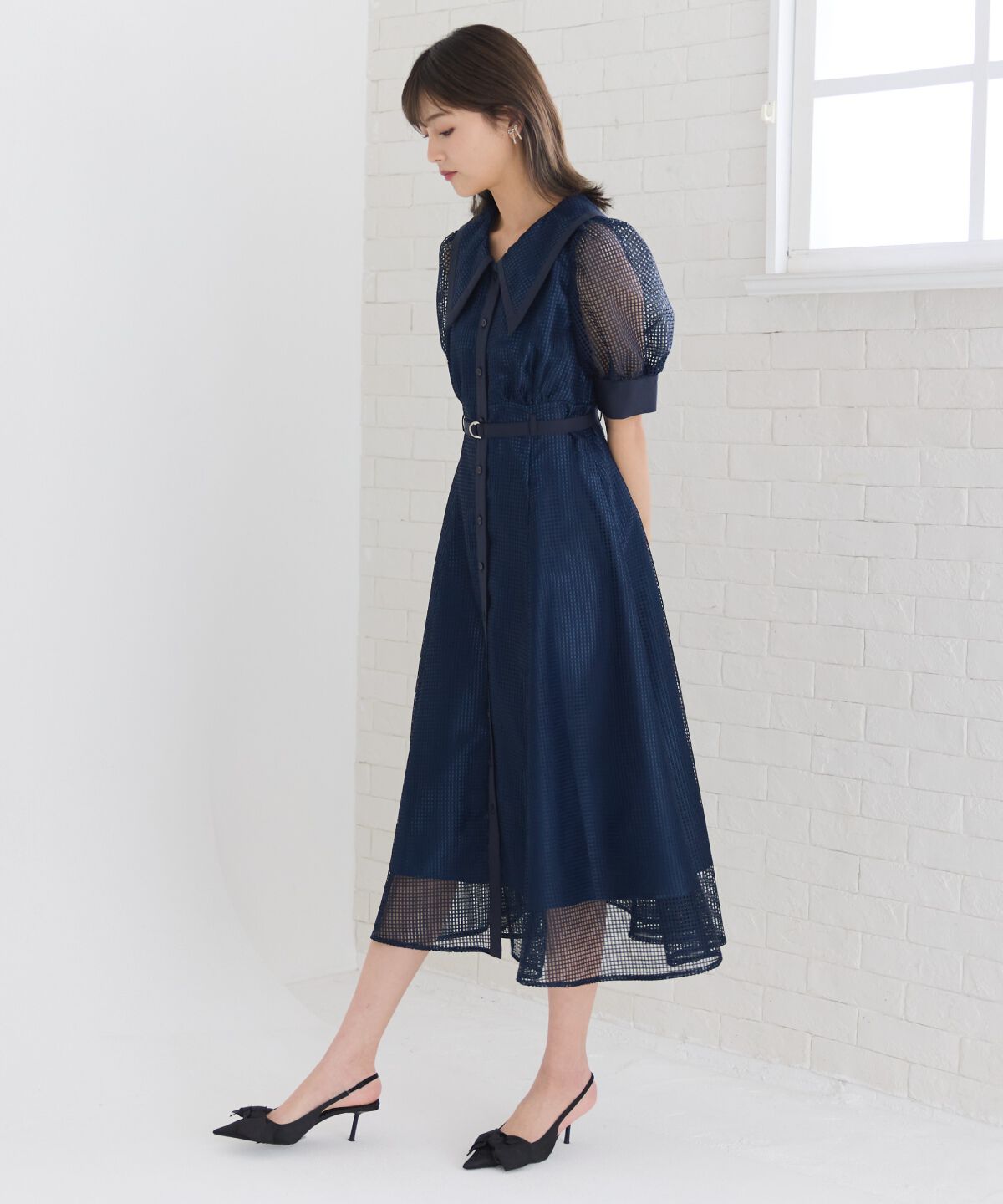 REDYAZEL「ビッグカラースクエアレースワンピース」|ワンピース|