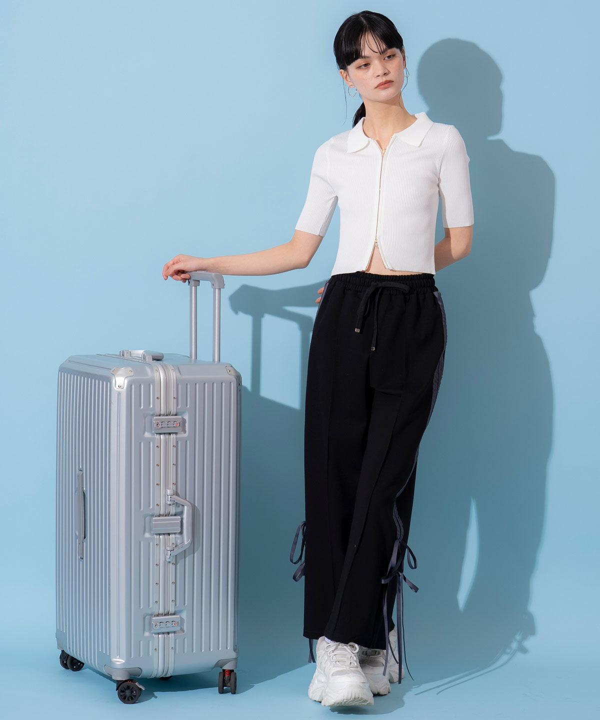 REDYAZEL「ダブルリボンラインイージーパンツ」|その他|ブラック