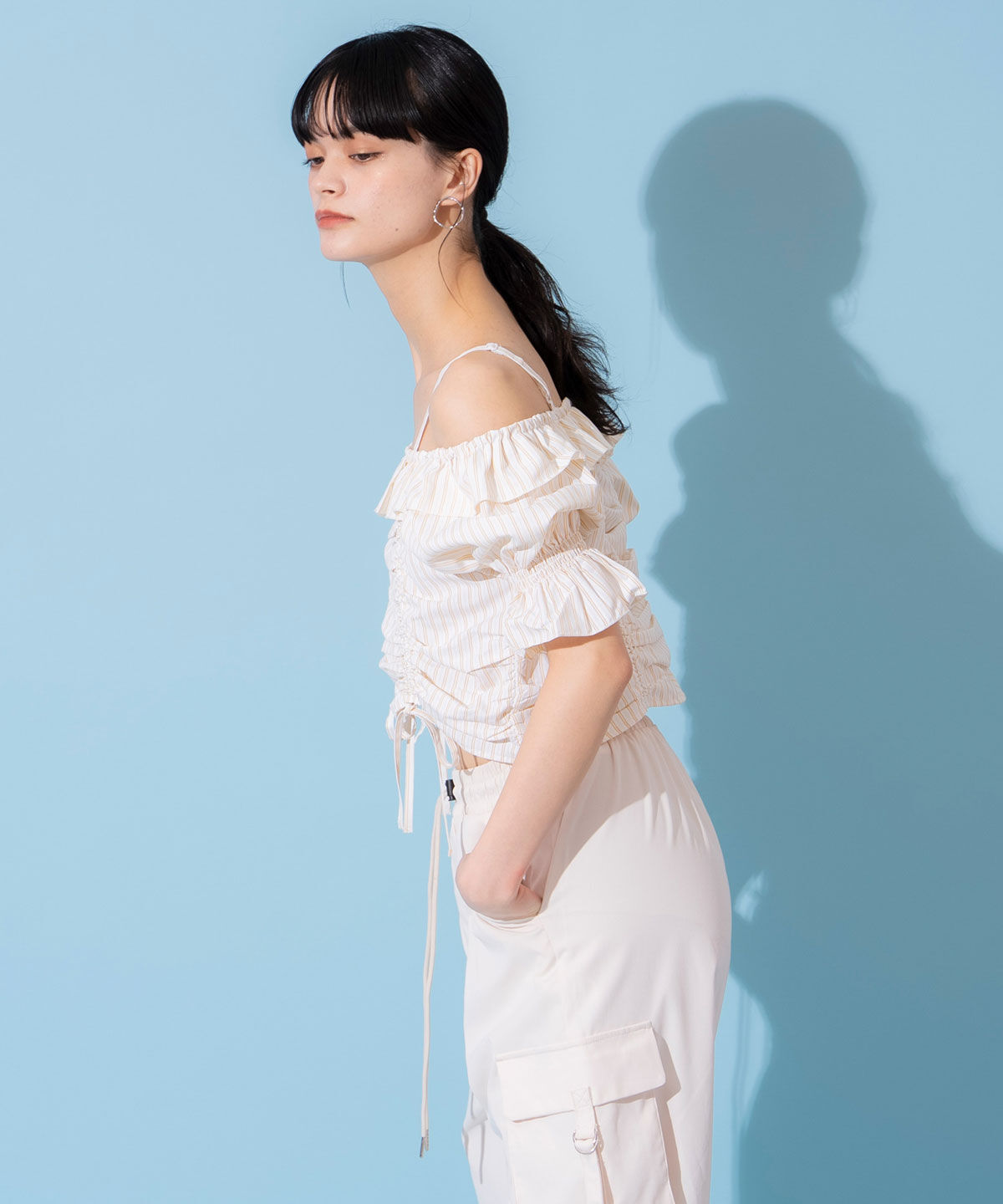 REDYAZEL「ドロストフリルオフショルブラウス」|シャツ・ブラウス|