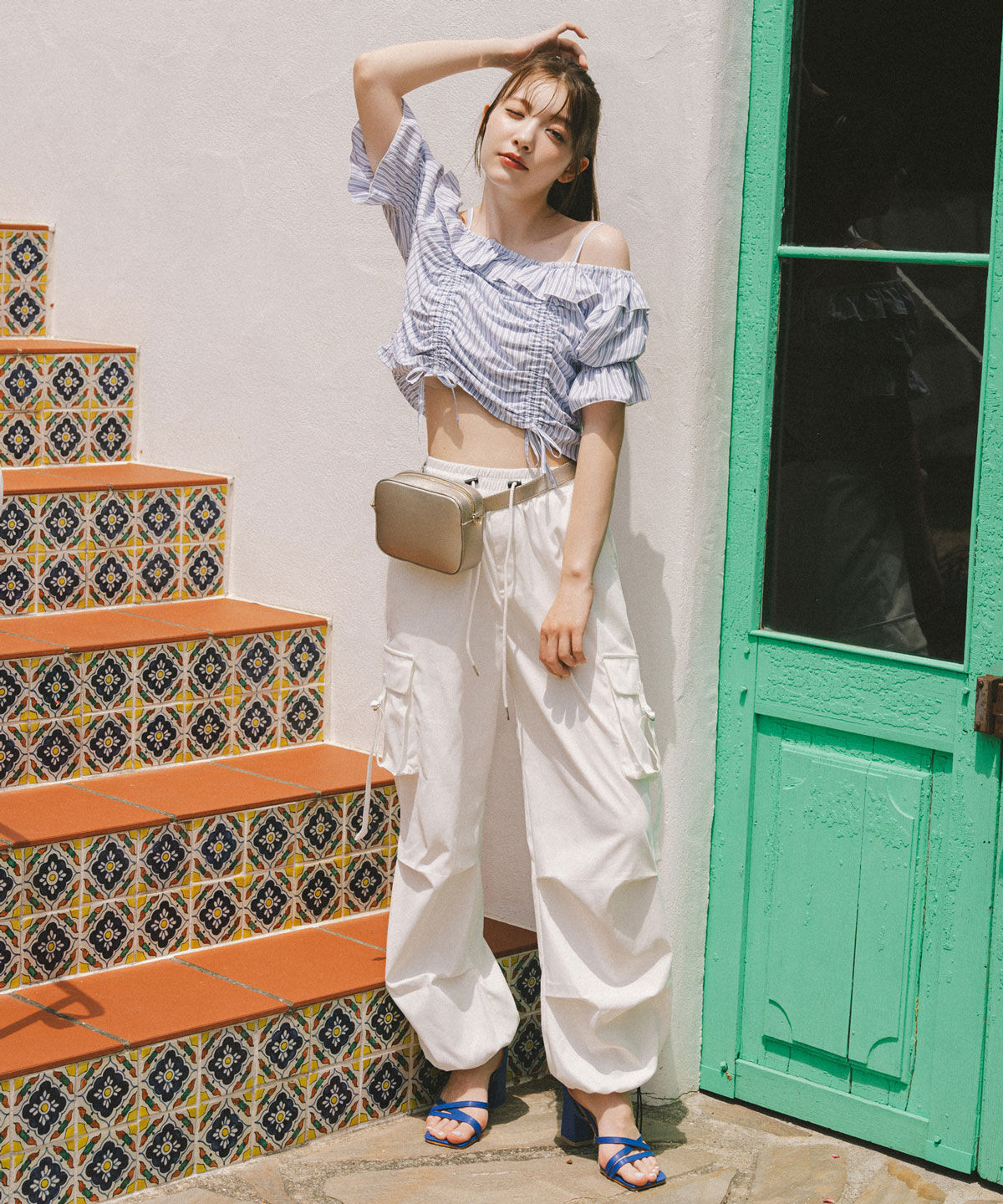 REDYAZEL「ドロストフリルオフショルブラウス」|シャツ・ブラウス|