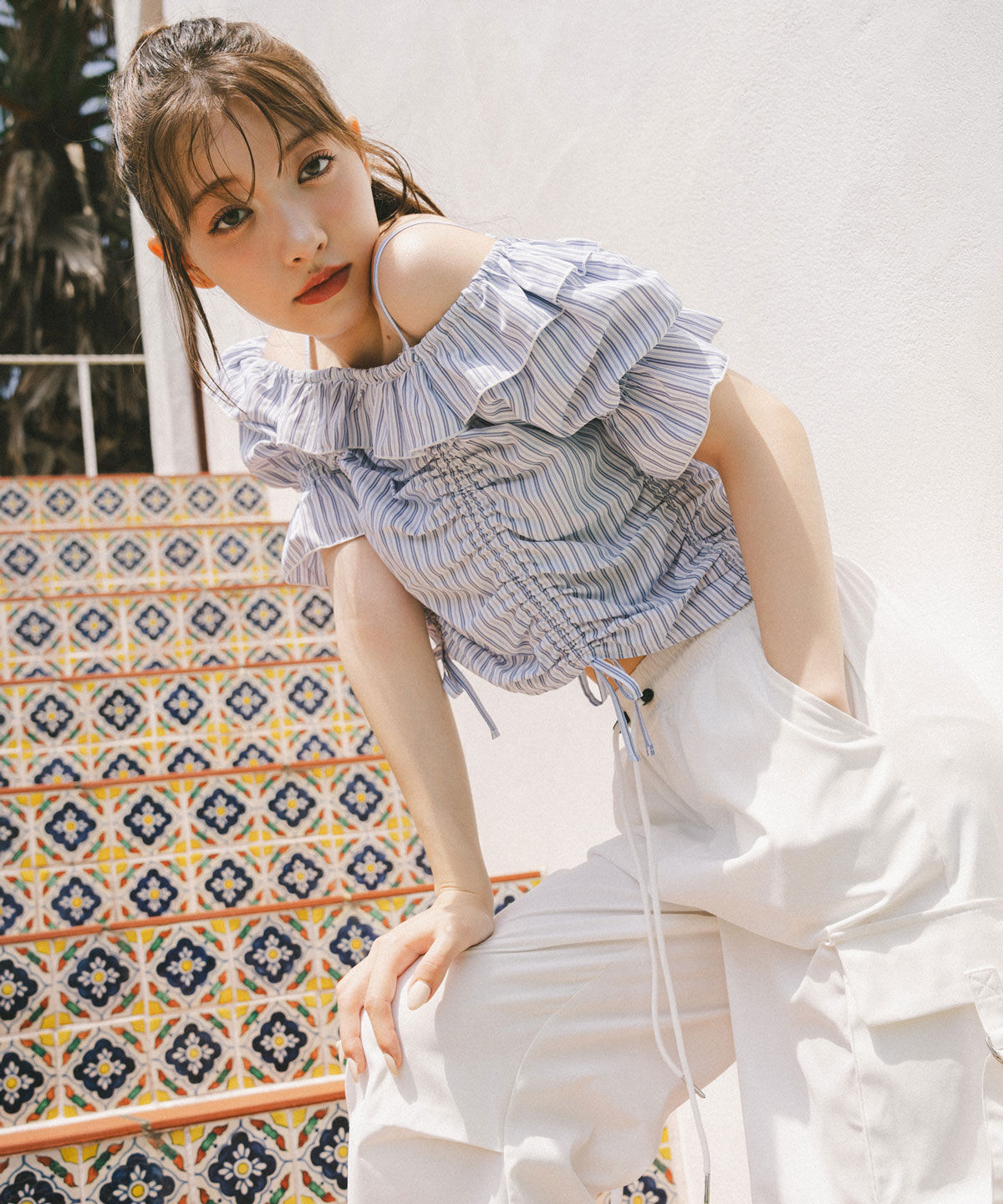 REDYAZEL「ドロストフリルオフショルブラウス」|シャツ・ブラウス|